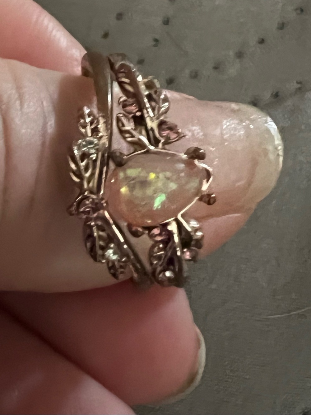 Rose Gold w/Pink Opal Heart Ring - Women Jewelry